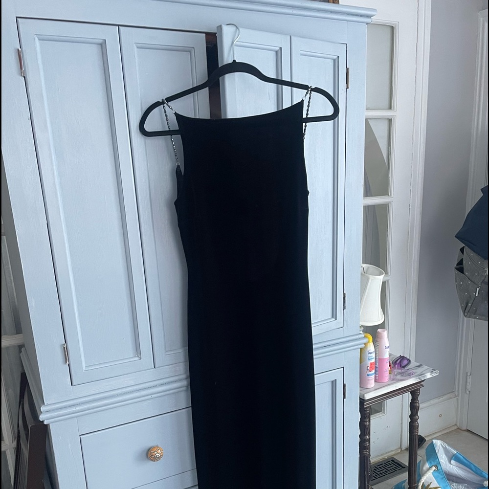 Vintage black velvet backless dress size 6